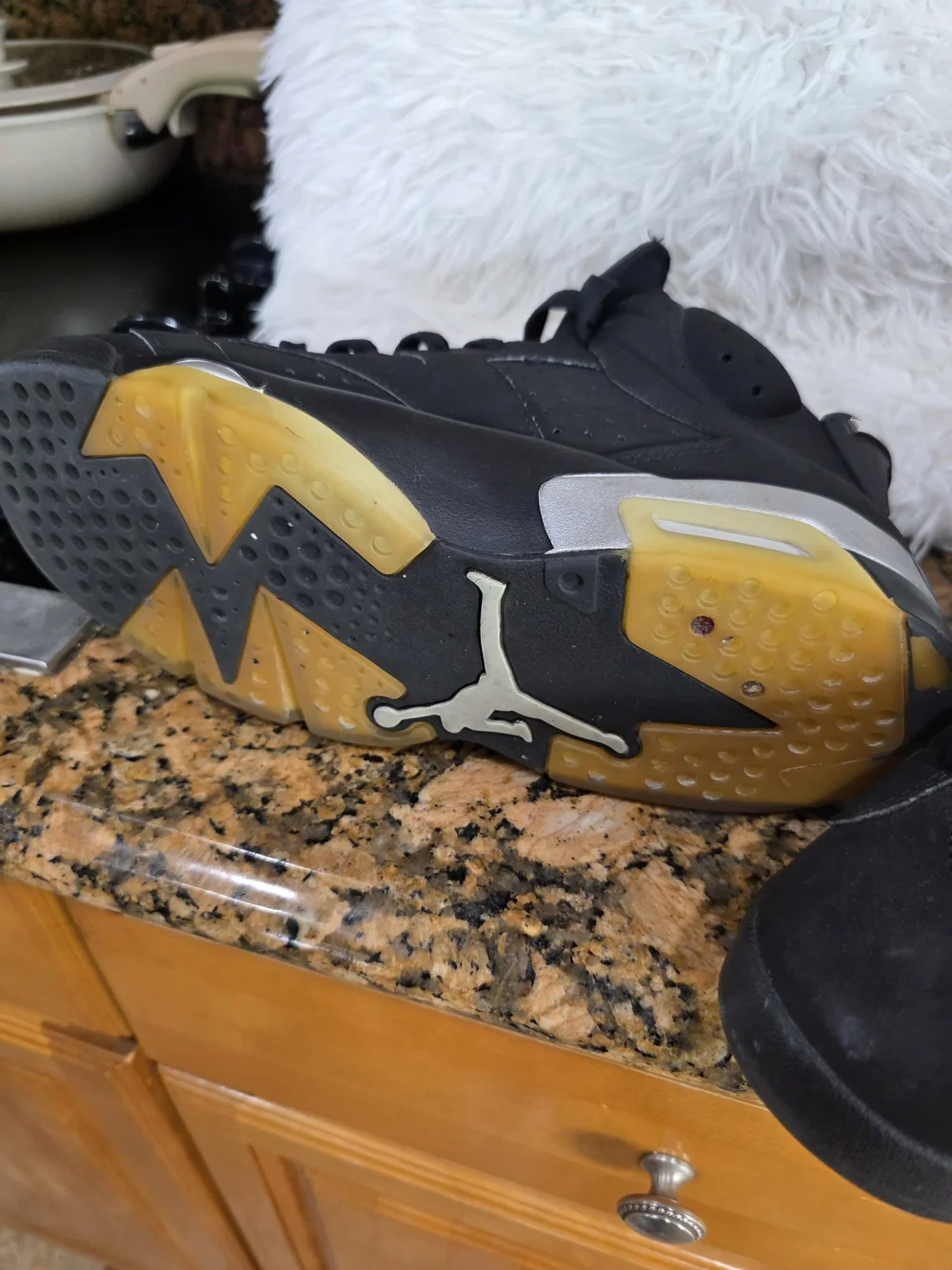 Jordan Men Black High-Top Sneakers with Yellow Accents